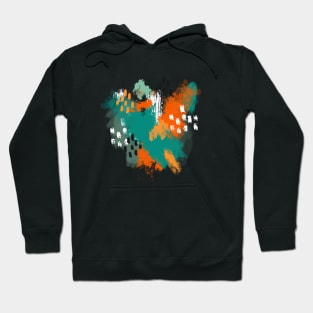 Grunge Brush Strokes in Orange + Teal Hoodie